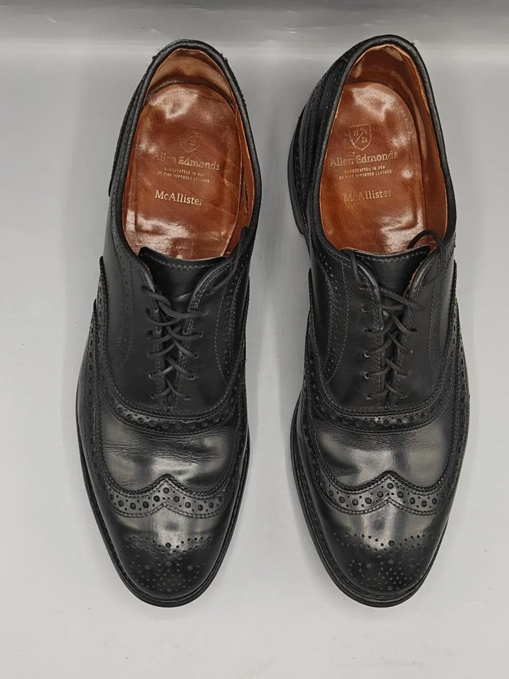 Allen Edmonds Boulevard Mens Wingtip Oxfords Black Dress Shoes 11 -D Pre-Owned